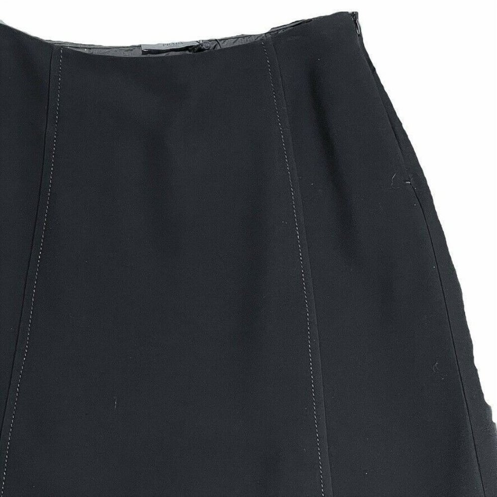 Prada Solid A-Line Panel Knee Length Wool Black W… - image 8